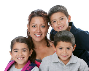 Real People: Head Shoulders Hispanic Family Mother Sons Daughte